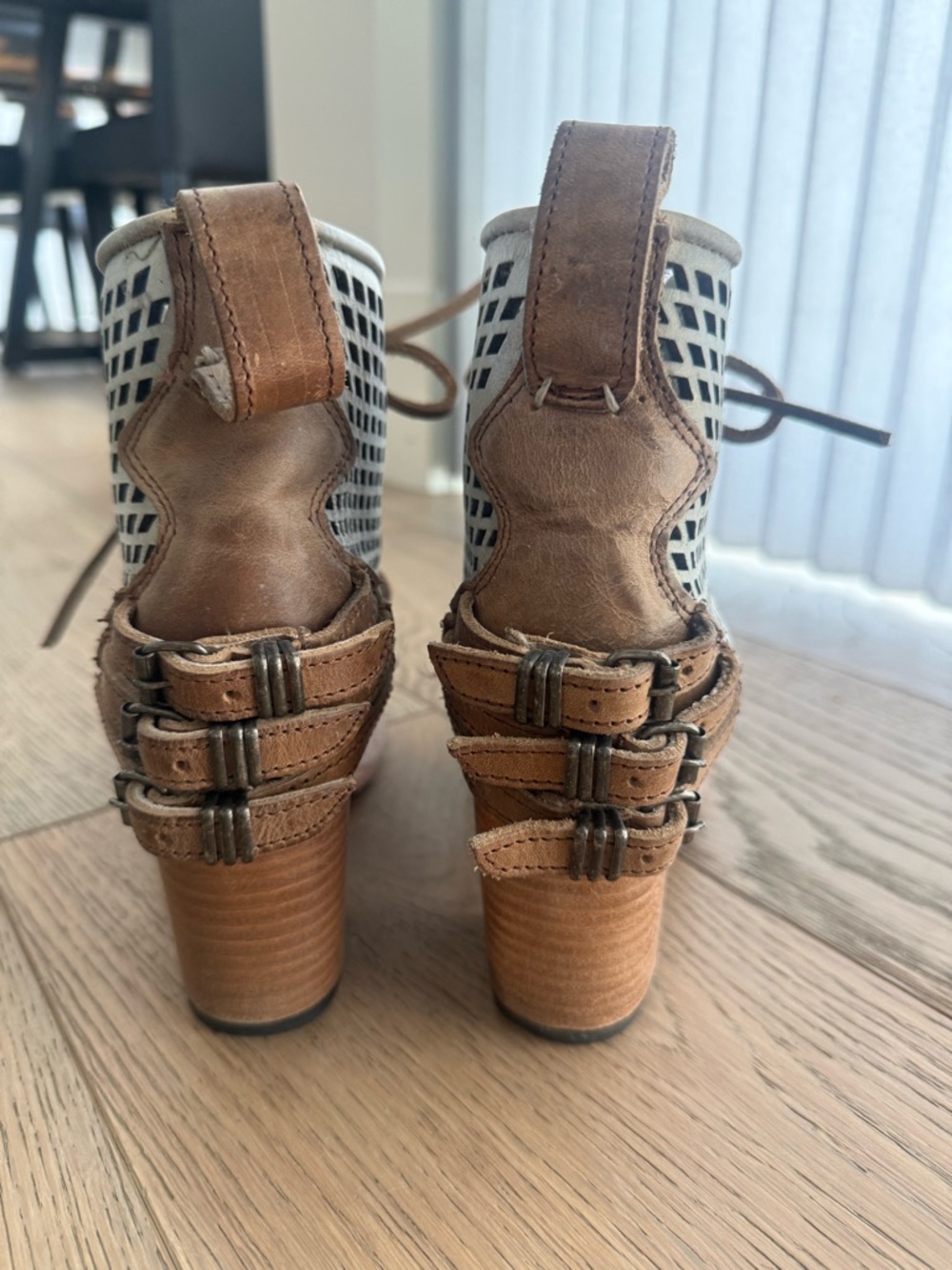 Freebird Lace-Up Block Heel Sandals - Picture 4 of 4